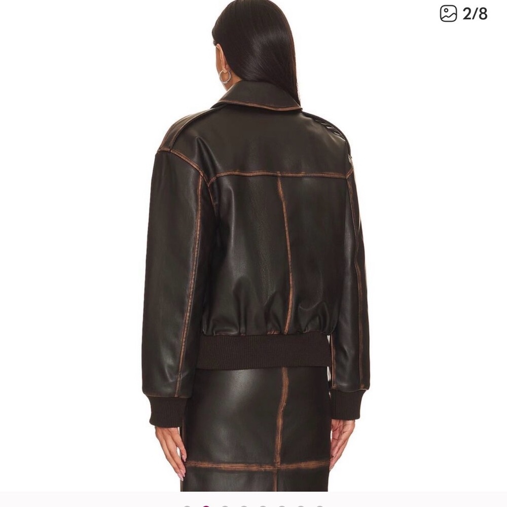 L'Academie Black and Brown Leather Jacket - Picture 2 of 8